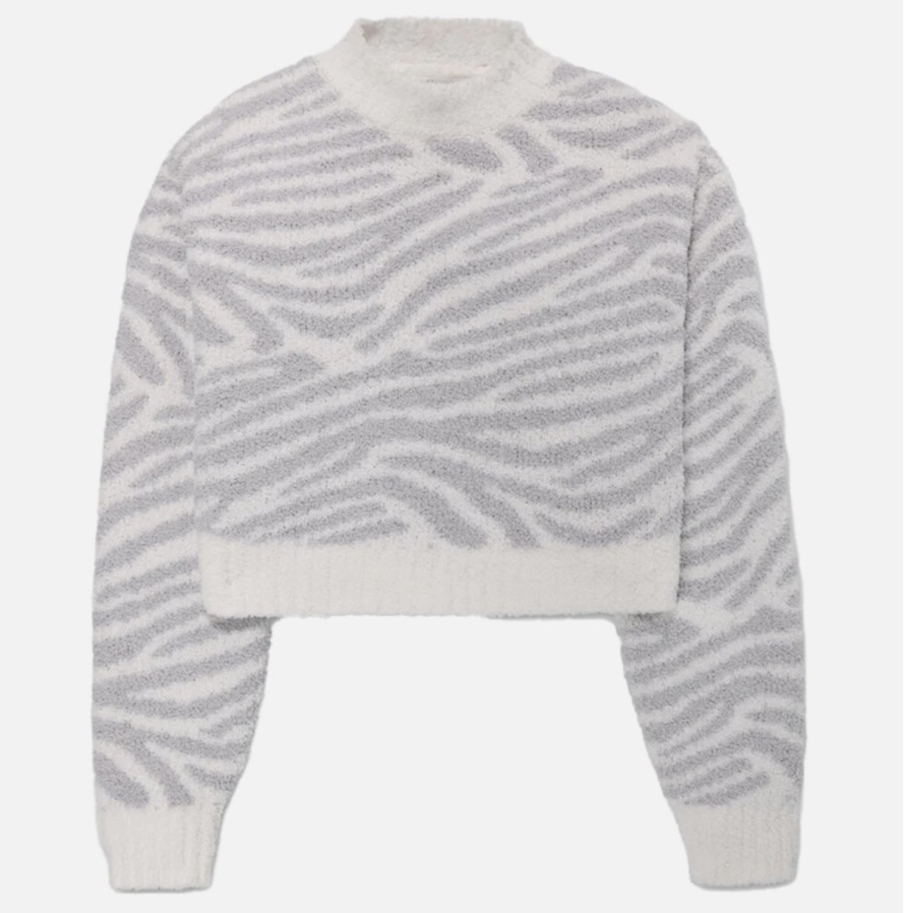 NWT UGG heddie mock neck sweater in metal grey zebra size large